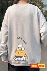 S6090-P35加绒P40春季圆领卫衣男大码韩版宽松长袖外套男，男装卫衣，电商A040