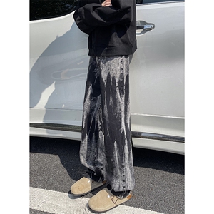 美式高街vibe小众扎染直筒牛仔裤货号K668P60图片