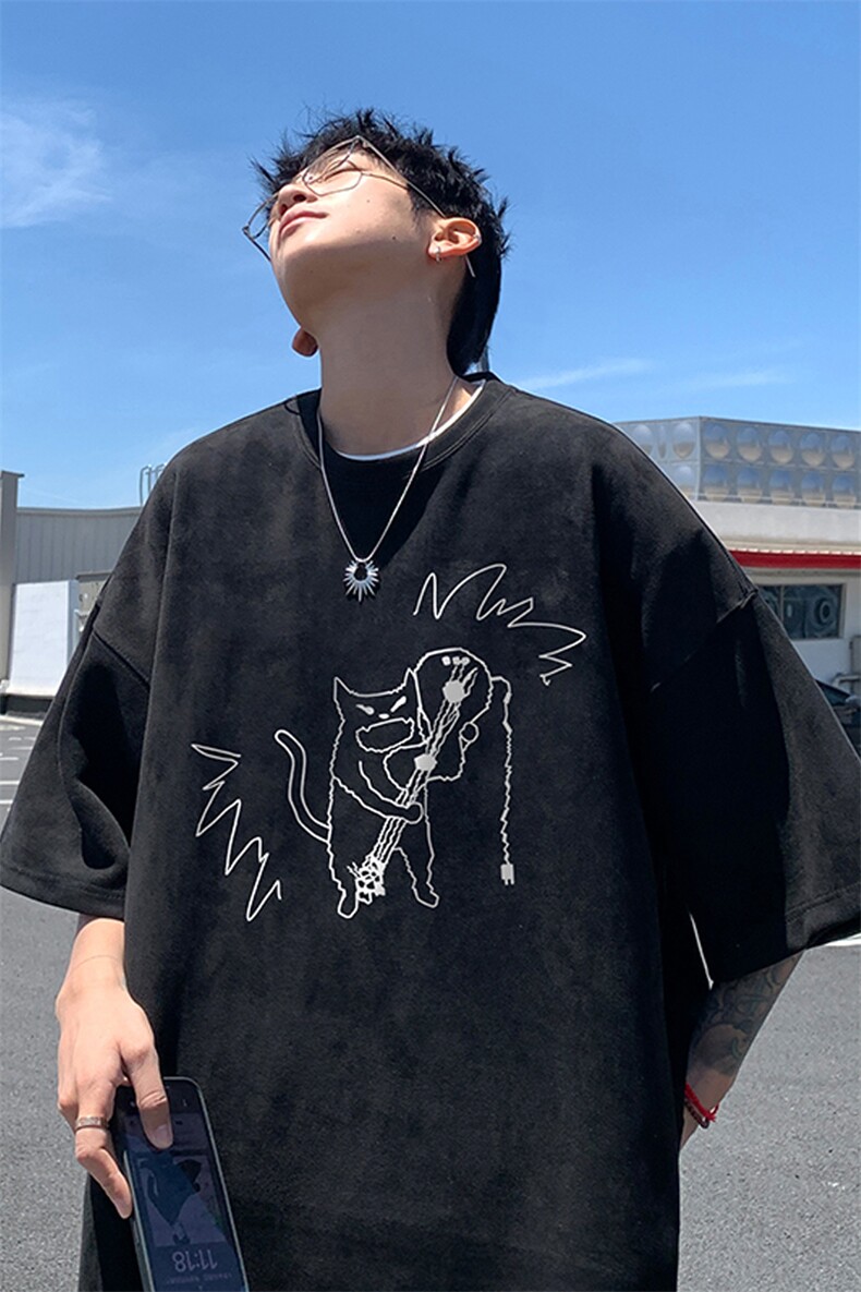 量大优供视频重磅麂皮绒短袖T恤男JPDX234-特P19,男装T恤,电商B367