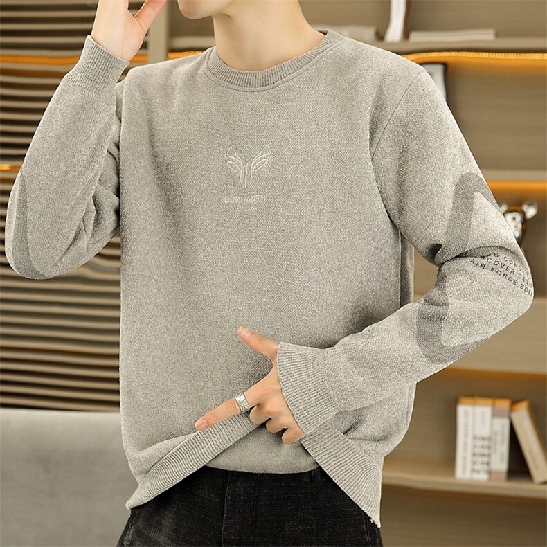 圆领毛衣男加绒加厚一体绒卫衣秋冬季保暖毛线针织衫7007-P27,男装针织衫/毛衣,星座1706