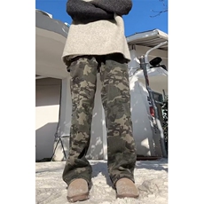 美式迷彩加绒牛仔裤男春秋季新款潮牌高街伐木工装直筒裤KF5425，男装牛仔裤，星座1116A（原606A-3）