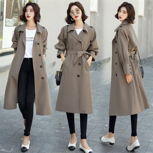 2025春秋新款中长款韩范气质简约百搭时尚纯色风衣外套，女装风衣，姿衣坊