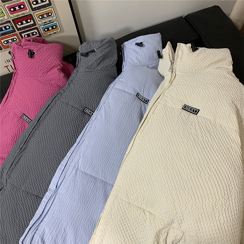 隐条泡泡格冬季立领面包服外套男女冬季中性风情侣棉衣2024新款,男装棉衣,电商C306-1