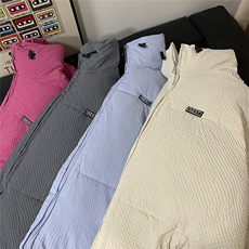 隐条泡泡格冬季立领面包服外套男女冬季中性风情侣棉衣2024新款，男装棉衣，电商C306-1