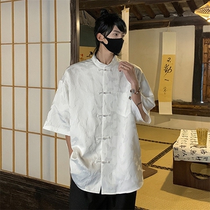 2024 夏季新款 港风新中式大码风提花短袖衬衫M-5X HC24221-P60图片