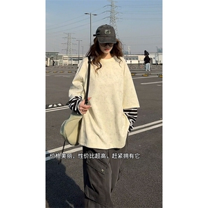 2026春季新款 C7064-TP3558 美式高街设计感假两件休闲卫衣男图片