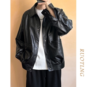现货-春装皮衣外套男PU机车服皮夹克上衣2025新款A560 p95加绒105图片