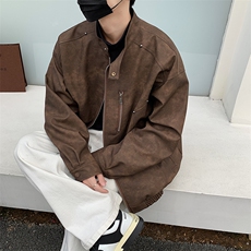 新款港风中性风美式复古美拉德PU皮衣夹克男JK601-P105控148，男装夹克，星座225-2