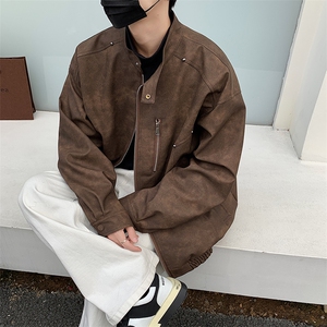 新款港风中性风美式复古美拉德PU皮衣夹克男JK601-P105控148图片