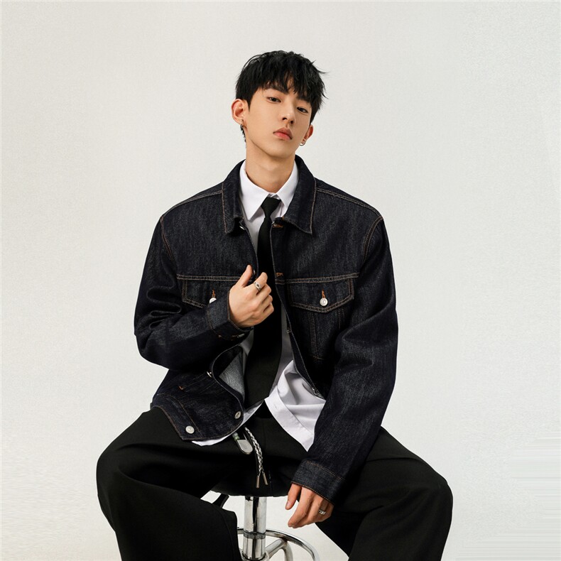不褪色2025新高品质牛仔夹克宽松韩版工装潮流水洗外套N101/P105，男装工装外套，星座202