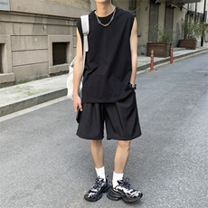 TZ135-P35美式无袖背心冰丝五分裤套装，男装休闲套装，星座1501-1