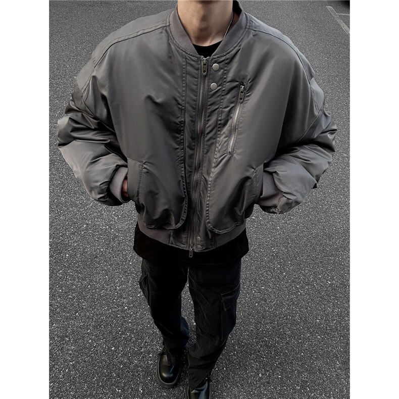 美式bomber飞行员夹克棉服男冬季短款棉衣外套cleanfit夹棉棒球服,男装棉衣,电商A233-1