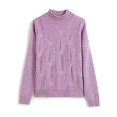 女式七针宽松大绞花正反针羊绒衫35%羊绒，女装羊绒衫，尚达羊绒