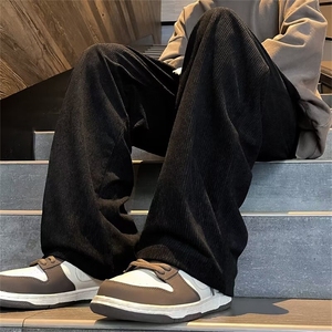 重磅扎染灯芯绒裤子男款秋冬季加绒潮宽松阔腿垂感休闲长裤 K901图片