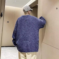 潮牌绿色毛衣男女秋冬氛围感宽松设计感高街帅气情侣撞色针织衫，男装针织衫/毛衣，星座506