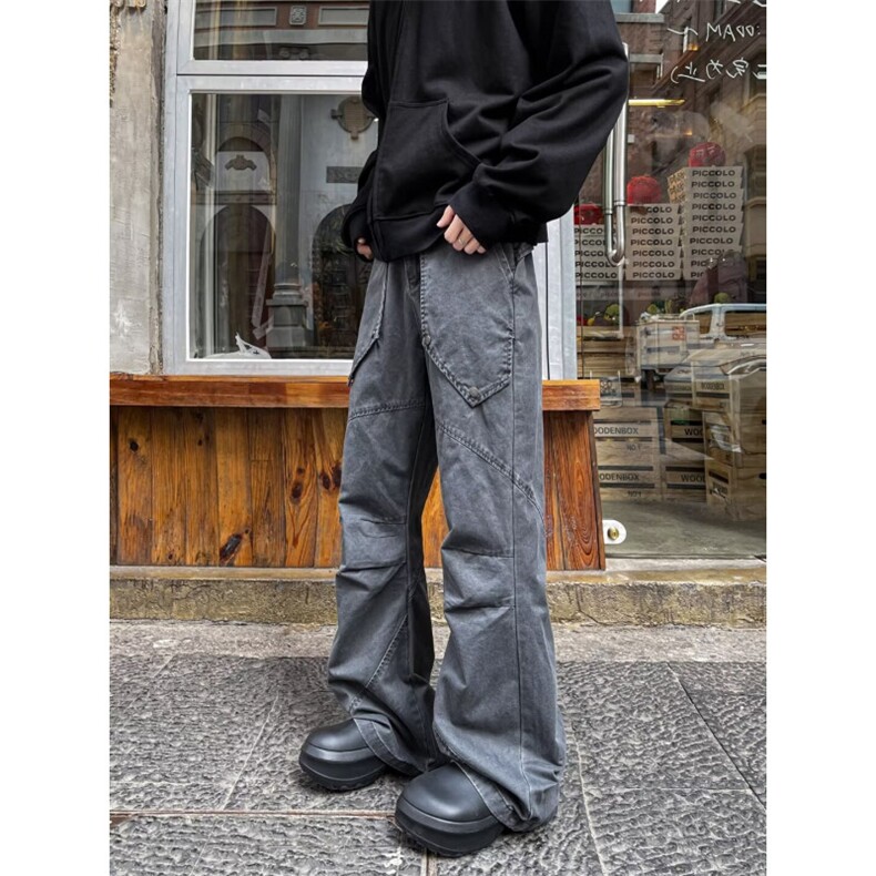 高街休闲裤男士韩版潮流痞帅气个性口袋2024秋冬ins长裤K5831-P59图片