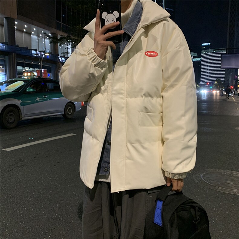 秋冬港风服假两件牛仔拼接衣韩版袄男生现货W133-P95,男装棉衣,星座512-4