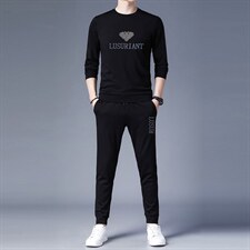 中老年运动套装男春秋季爸爸圆领卫衣中年运动服男士两件套长袖，男装休闲套装，电商B212（原钱塘6029）