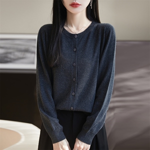 法式设计感抽绳针织开衫女短外套2025春秋新款精纺薄毛衣外搭小衫图片