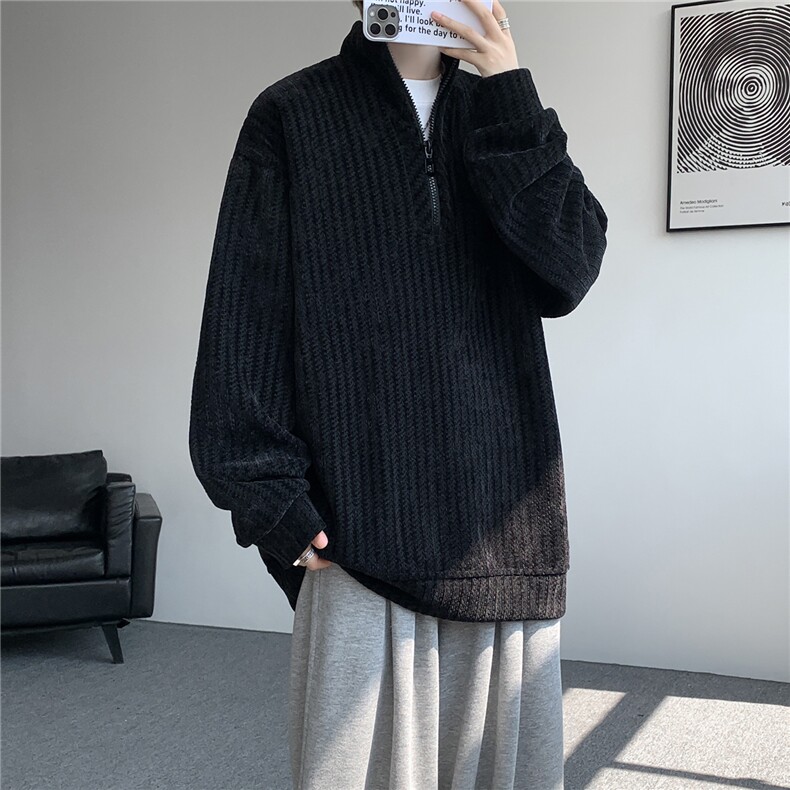 美式复古半拉链卫衣大码解构设计套头衫重磅立领外套LW603/特P45,女装短外套,电商B215