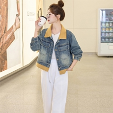 牛仔外套女春秋短款25新款设计感休闲宽松立领夹克小个子上衣套装，女装牛仔外套，美拉德工厂直营店