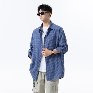 美式复古蓝色连帽/翻领衬衫男衬衣外套上衣DC2243/DC2244-特价P35图片
