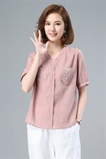 2021夏季新款简约时尚休闲百搭气质V领宽松舒适T恤，女装T恤，小林双子