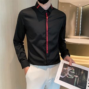 B216 CS34 P45 2025秋装新款男士长袖衬衫韩版修身 社会小伙风图片