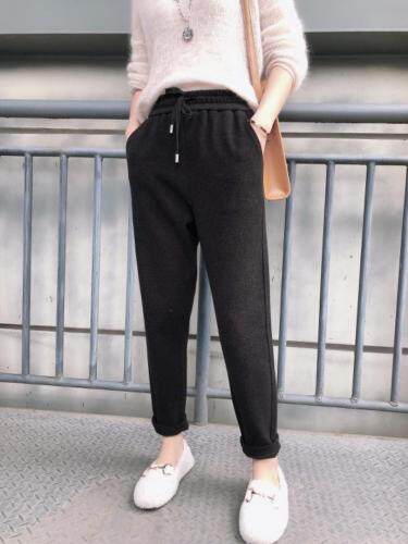 毛呢简约松紧哈伦裤，女装，1+1 MAIN ROAD