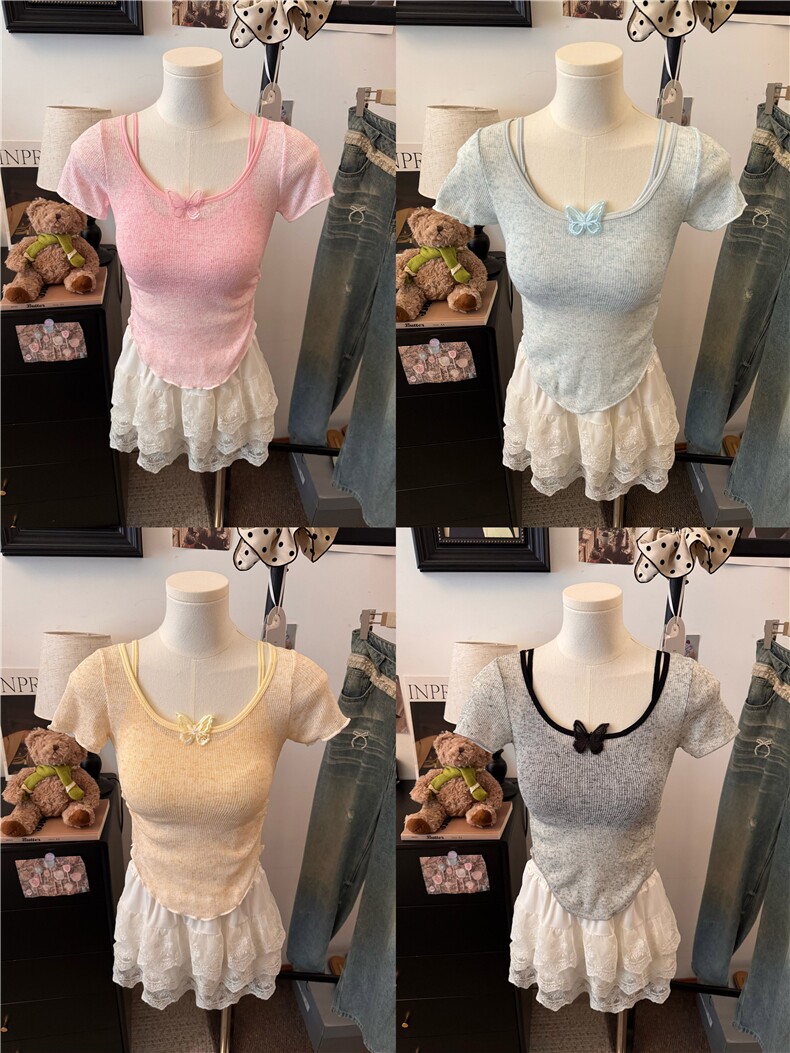 甜辣防晒衣女夏季纯欲风显瘦小众短款抹胸上衣叠穿两件套，女装背心吊带，梦白服饰厂