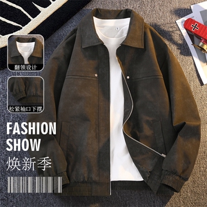 秋季翻领休闲夹克男士潮流时尚高品质宽松百搭外套J132-P58图片