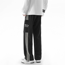 C5392-TP65控价88男春季美式宽松条纹卫裤直筒裤刺绣时尚设计，男装休闲裤，电商A102-1