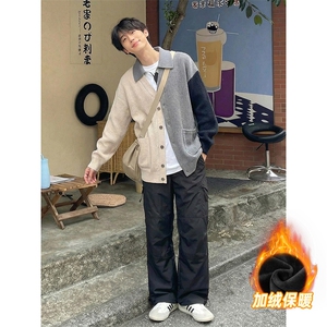 A178-K10022JR-P40 加绒复古速干口袋工装裤男夏季薄款垂感阔腿裤图片