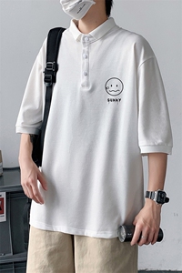 PL57072-P35 翻领短袖polo衫男大码胖子半袖t恤男有领保罗衫 模特图片