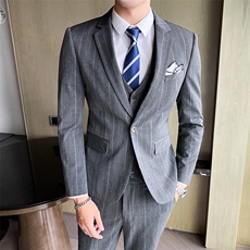 质感款西装男套装三件套西服礼服商务绅士W2038-P295，男装西服套装，星座1012