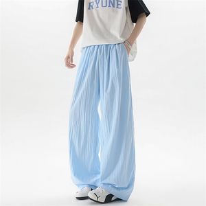 8XL-M多巴胺冰丝垂感慵懒山本裤男夏拖地裤子阔腿休闲裤KZ051P30图片