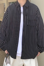C3082/P40条纹长袖衬衣男立体口袋工装大码衬衫男上衣，男装衬衫，电商A141