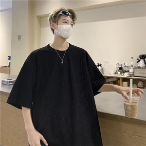潮牌夏季青春流行新款日常城市风貌T恤标准潮男ins圆领五分袖图片