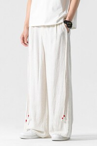 春夏 大码风棉麻亚麻裤直筒休闲裤新中式男女汉服 K258/P70图片
