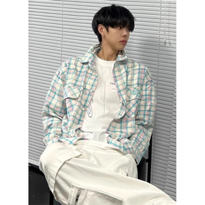 松弛感格子衬衫男女春夏防晒宽松休闲街头覆古情侣装外套 C3015,男装防晒衣,星座1116A（原606A-3）