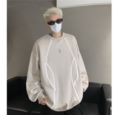 秋装重磅美式高街鹿皮绒反光条情侣卫衣上衣外套男H989P58，女装短外套，电商A341