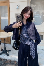 新款！大量！格子吊带牛仔三件套2C133-8969-P170-K238，女装套装/套裙，2C133