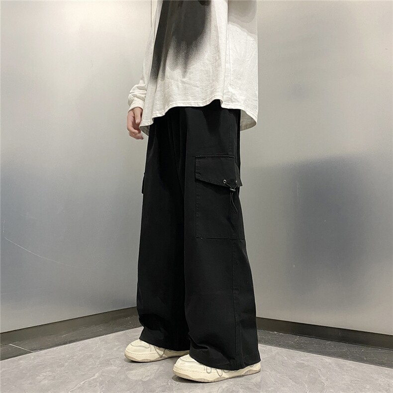 潮牌宽松直筒休闲长裤美式机能高街阔腿裤工装裤男K07142-P45,男装休闲裤,星座308B-1