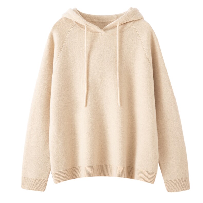 2025年秋季新款四平绷缝针织羊绒帽衫大版时尚休闲通勤百搭，女装羊绒衫，博友羊绒