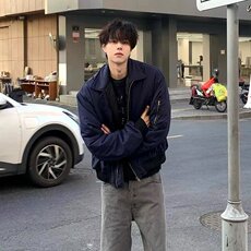 现货1万件藏青色夹棉加厚防水翻领夹克男6511特P60，男装棉衣，星座205-3