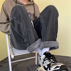 牛仔裤男加绒加厚直筒宽松休闲裤A080-9291-常规P35加绒P45控68，男装牛仔裤，电商A080