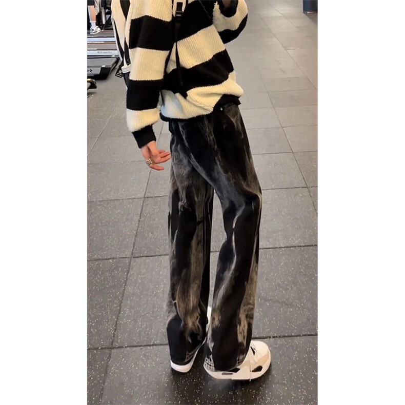 网图美式高街vibe小众扎染直筒牛仔裤货号K668P60,男装牛仔裤,电商A063