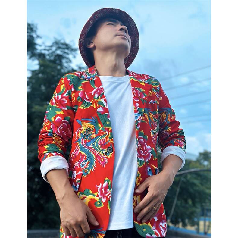 XZ01秋文艺男大码宽松西服东北大花潮牌开衫男女风民族特色，男装西服，星座115A-2