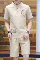 夏季新款套装男潮流男士中国风棉麻套装两件套电商A158-Y81，男装套装，星座310B-3