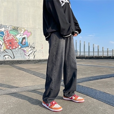 推荐！港风宽松潮流直筒牛仔长裤男女B377-N680-P4558，男装牛仔裤，电商B377